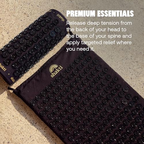 ShaktiMat Acupressure Pillow, Back, Neck & Shoulder Relief, Level 1 Black | Relaxation, Massage Muscles, Aid Sleep, Unlock Inner Tension, Similar to Acupuncture, Made with Organic Cotton & ABS spikes - color: Black, size: Level 1