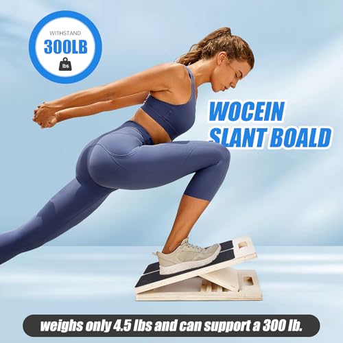 Portable Wooden Slant Board for Calf Stretching,Adjustable Calf Stretcher Slant Board,Physical Therapy Stretching Equipment,Incline Board for Knees Ankle Heel Feet Leg
