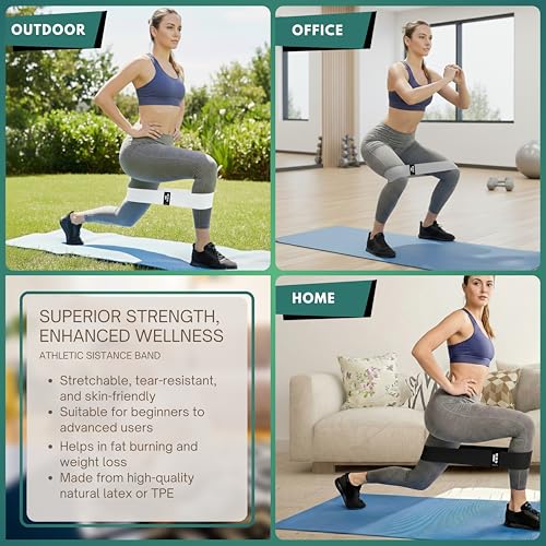 Fabric Resistance Bands for Squats, Glutes & Legs – 3‑Level Non‑Slip Booty Bands Set – Thick Loop Bands for Women & Men – Home Workout, Pilates & Yoga