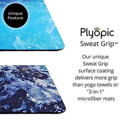 Plyopic All In One Yoga Mat | Luxury Sweat-Grip Mat/Towel Combo | Ideal for Yoga, Hot Yoga, Bikram, Pilates, Workout & Exercise | Eco-Friendly Natural Rubber - color: Pacific