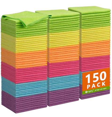 Orighty Microfiber Cleaning Cloth Bulk, 150 Pack Cleaning Rags, 12 x 11 in - color: Multicolor, size: 150 Pack
