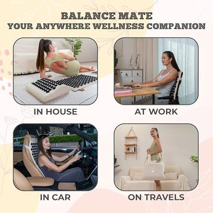BalanceMate® Acupressure Mat Set with 6,210 Pressure Points for Pain Relief and Relaxation Kit for Back, Neck, and Sleep – Yoga and Meditation Pillow (Soft Cream) - color: Soft Cream