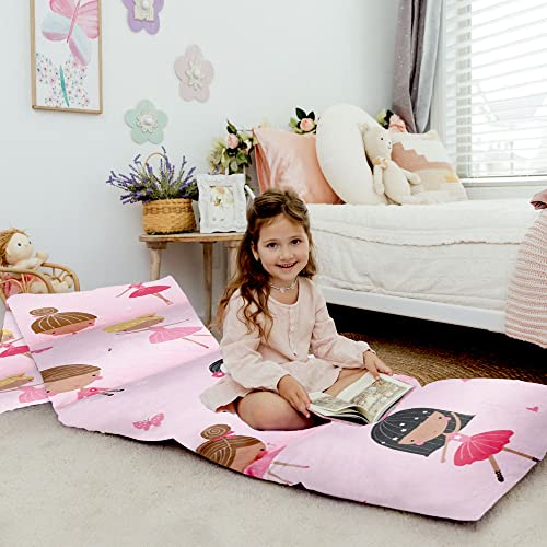 Butterfly Craze Floor Lounger Cover - Machine Washable Floor Mattress Cover - Versatile Seating & Sleeping Pad Alternative - Guest Bed Option for Sleepovers - King Size, Pink Ballerina - color: Pink Ballerina, size: King