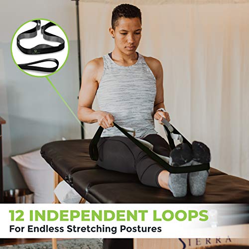 Gradient Fitness Stretching Strap for Physical Therapy, 12 Multi-Loop Stretch Strap 1" W x 8' L, Neoprene Handles, Physical Therapy Equipment, Yoga Straps for Stretching, Leg Stretcher. - color: Black/Grey