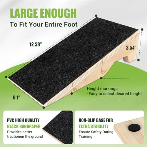 Squat Wedge Block, 1800 LBS Capacity, Wooden Squat Wedge for Heel Elevation