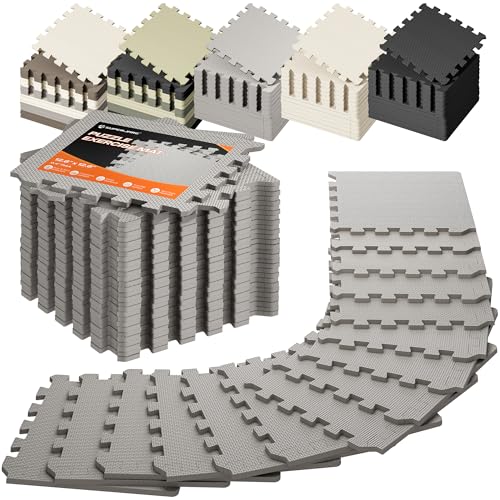 SUPERJARE Gym Floor Mats, EVA Foam Puzzle Exercise Mats, Foam Floor Tiles | Cushioned Interlocking Workout Mat, Gym Flooring for Home Gym, Playroom, Garage, 12.6"x12.6"x0.4" - color: Gray, size: 18 Tiles (18 Sq Ft)