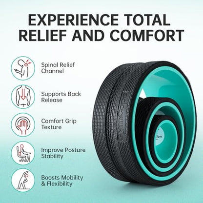 GymCope 3-Pack Back Roller Wheel Set, Spine-Safe Groove, 500 lbs | 1/2in sweat-resistant foam over ABS core, 3-pack 4in 6in 10in wheels, spine-safe groove, 500 lbs, yoga pilates gym, pvc free - style: 3Pack(4"+6"+10")-Black