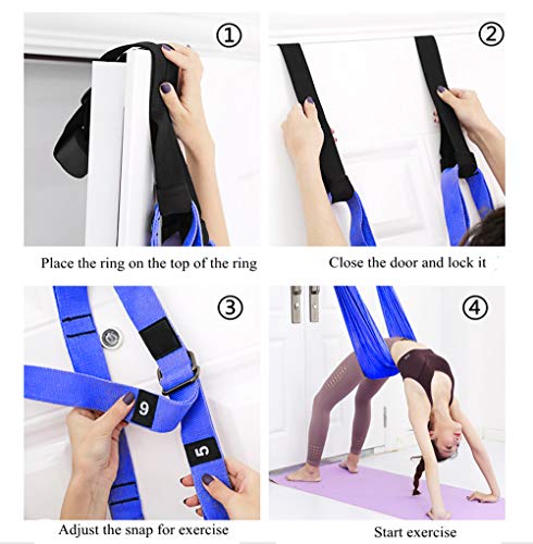 TOCO FREIDO Waist Back Leg Stretch Strap/Yoga Fitness Band, Leg Stretching Assist Trainer, Yoga Stretcher, Back Bend Split Inversion Strap for Fitness, Dance, Ballet, Gymnastics - color: Blue
