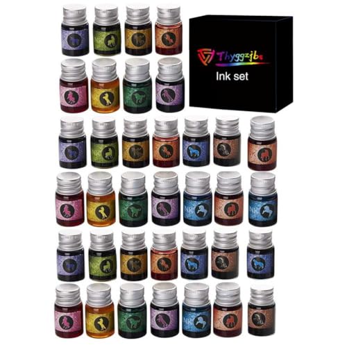 36 Piece Calligraphy Ink Set, Fountain Glass Dip Pen Ink for Writing & Art | 12 Colors x 3 Bottles Ink Set with Glass Dip Pen, Ideal for Calligraphy, Signatures, Decoration and Creative Gifts - color: Ink