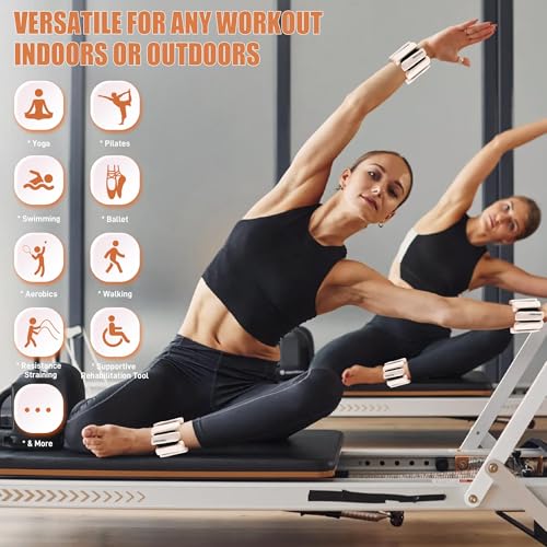 Ankle Wrist Weights for Women 2lbs/4lbs Pairs Adjustable Silicone Weights - color: Beige, size: 4 lbs Pair (2 lb Each)