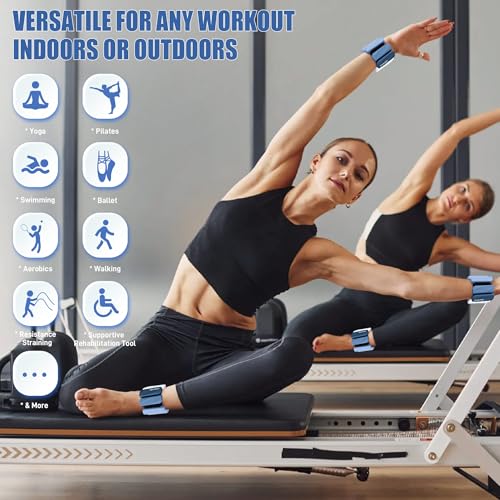 Ankle Wrist Weights for Women 2lbs/4lbs Pairs Adjustable Silicone Weights - color: Gradient Blue, size: 2 lbs Pair (1 lb Each)