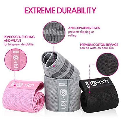 Resistance Bands, Fabric Workout Bands for Women & Men, Cloth Booty Resistance Loop Bands, Thick Squat Bands for Butt/Legs/Thigh/Hip/Glute Excersing - color: Pink/gray/black