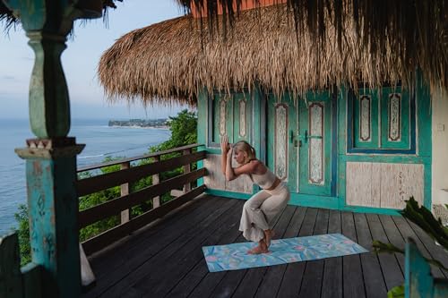 YOGA DESIGN LAB | The Combo Yoga Mat | 2-in-1 Mat+Towel | Eco Luxury | Ideal for Hot Yoga, Power, Bikram, Ashtanga, Sweat | Studio Quality | Includes Carrying Strap! - color: Butterfly Glow, size: 3.5mm