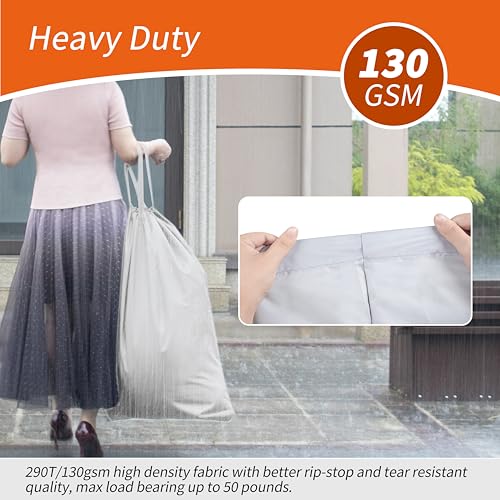 Polecasa Extra Heavy Duty Laundry Bag with Handles, Silver, 28x36" - color: Silver, size: 28" x 36" | 1 Pack