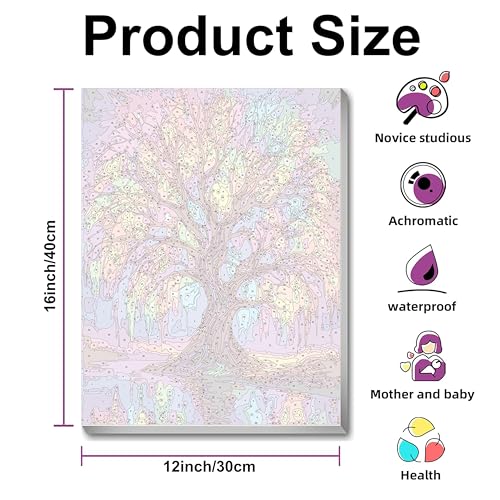 Ausanrl Tree of Life Paint by Numbers with Frame Wooden Easel-Tree Paint by Number Adult,Paint by Numbers Framed Canvas,Adult Paint by Number Kits on Canvas Framed Gifts and Home Wall Decor 12x16inch - color: Tree of Life