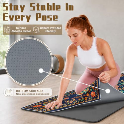 Hot Yoga Towel Non Slip, Ultra-Absorbent Yoga Mat Towel, Soft with Printed Design, Machine Washable, Yoga Pilates Towel Suitable for Exercise, Pilates, Yoga, 72x27in.Pattern - color: Pattern