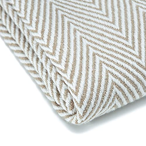 Chanasya Premium Chevron Super Soft Acrylic Throw Blanket with Tassels Cozy Lightweight Fluffy Blanket for Bed Sofa Chair Couch Living Bed Room Beige and White Blanket (50x65 Inches) Taupe - color: Taupe