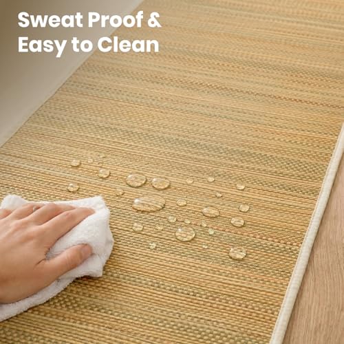 LFH Home Handmade Straw Yoga Mat For Exercise, Workout, Fitness - Perfect Heavy Quality Eco Friendly Natural Straw Reversible Yoga Mat for Men & Women - 72x24 Inch - color: Brown
