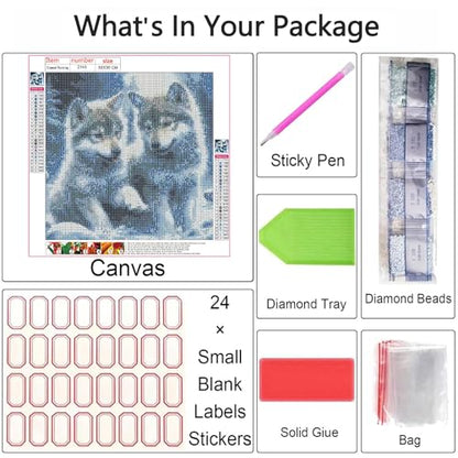 Shouruihua Diamond Painting Kits for Adults, Little Wolf Diamond Art Kit | Wolves, Gem Art, Diamond Dotz Kits, Cute Animal, Diamond Dots, Full Round Drill Diamond Painting Kits for Adults, 11.8x11.8in - color: Wolf
