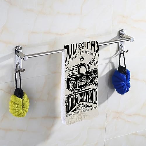 Pehede Hotrods Car Hand Towel for Bathroom Old School Car Vintage Car Black Text Loud Fast Decorative Bath Towels Soft Absorbent Kitchen Hand Towels for Home Kitchen Bathroom Decor 15x30 in - color: Hotrods Car