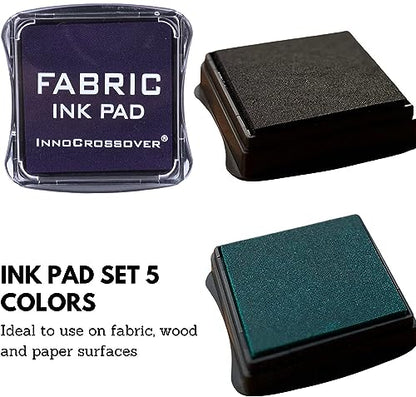 5-Pack Fabric Pigment Ink Pads in 5 Colors for Rubber Stamps & Crafts | Safe, non-toxic pigment ink. Ideal for card making supplies and stamping on wood, fabric, and paper surfaces.