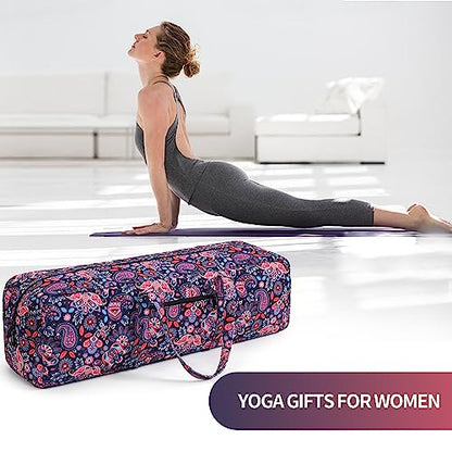 Boulder Bee | Yoga Mat Bag | Large Yoga Mat Carrier with Wet Pocket | Yoga Gifts | Gym Tote Bag for Women - color: Red and navy