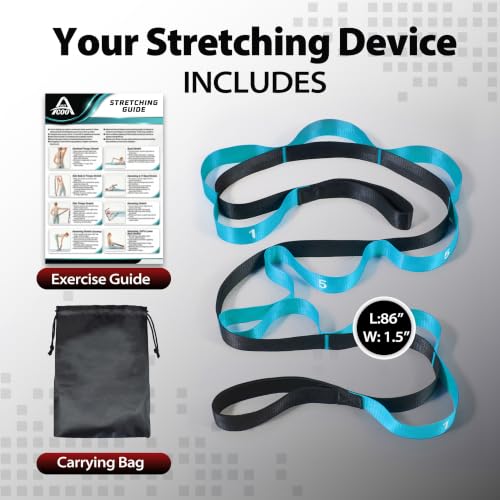 Acozycoo Stretching Strap with Loops for Physical Therapy,Knee,Calf,Back - color: Blue, size: Length: 86 Inch, Width: 1.5 Inch