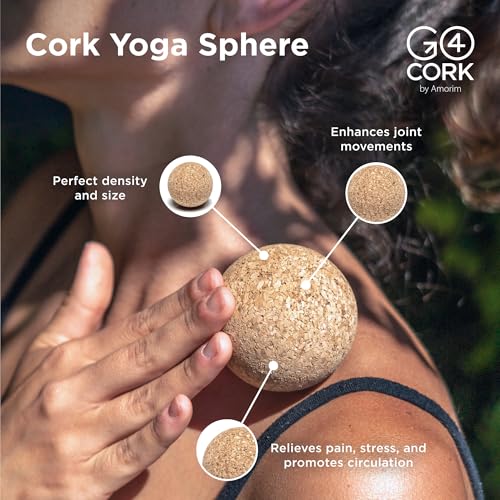 Go4Cork Cork Massage Ball - 2.4 inch | Natural Cork Yoga Massager Ball | For Muscle Release, Tension & Trigger Points, Firm Non-Slip Therapy Ball, Sustainable Wellness Gift & Foam Roller Alternative