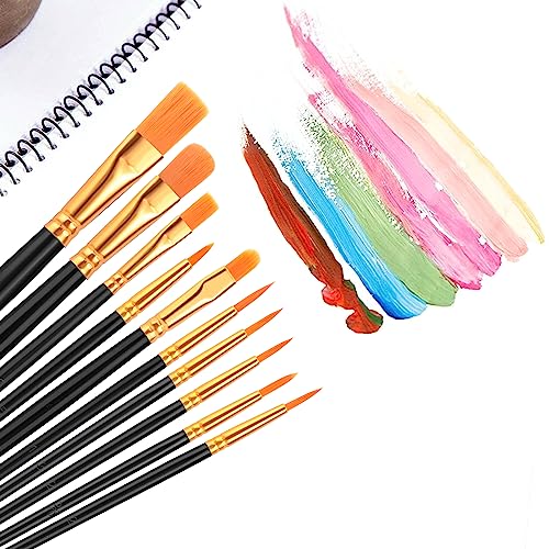 AROIC Acrylic Paint Brushes, 6 Packs / 60 pcs Nylon Hair Paint Brush Set | All Purpose Oil Watercolor Painting Artist Professional Kits (Black) - size: 60pcs-black