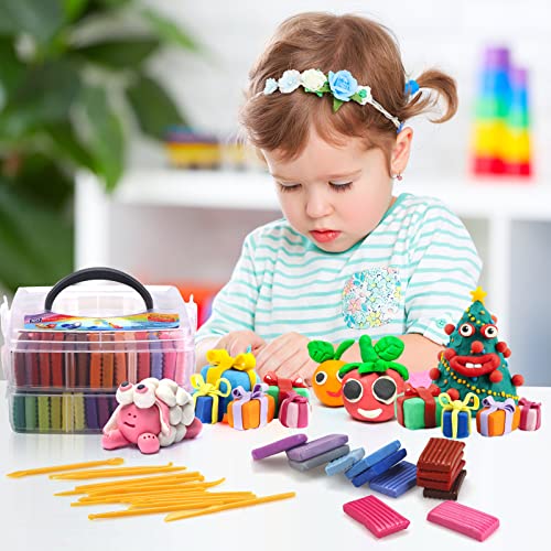 CiaraQ 50-Color Polymer Clay Oven Bake Modeling Kit | 14 sculpting tools, 2‑layer box, accessory pack, guide. Great for gifting, school, home, kids & artists. - color: 50 Colors, size: 20g / pcs