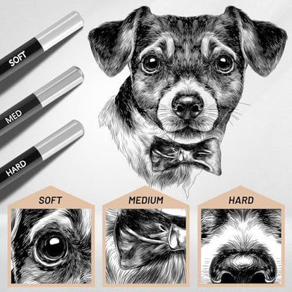 Geyoga 72 Pcs Professional Charcoal Pencils Bulk Soft Medium Hard for Drawing Charcoal Pencils for Art Painting Sketching Shading Drawing Blending Portrait Artists Students Christmas Stocking Gifts