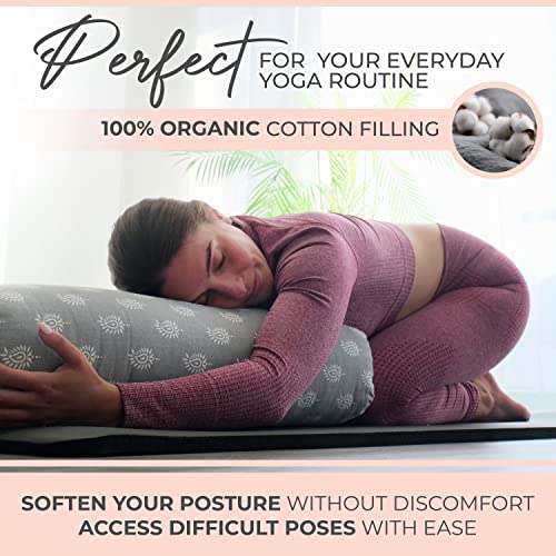 Y O GAYO Yoga Bolster - Made with 100% Cotton, Yoga Pillow Set Includes Extra Washable Cover and Carry Bag - color: Standard Size (25 X 10.5 X 6.5 In)