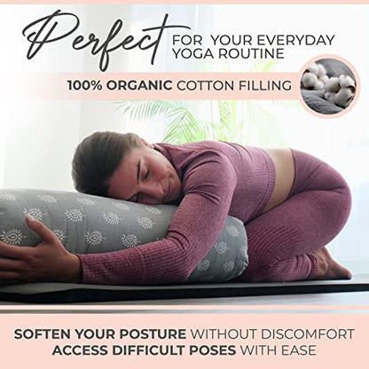 Y O GAYO Yoga Bolster - Made with 100% Cotton, Yoga Pillow Set Includes Extra Washable Cover and Carry Bag - color: Standard Size (25 X 10.5 X 6.5 In)