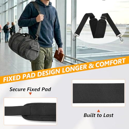 GNEGNI Replacement Shoulder Strap with Fixed Pad, Adjustable Heavy-Duty Crossbody Strap with 360° Metal Swivel Hooks for Laptop, Messenger, Duffel & Tool Bags (Black) - color: Black