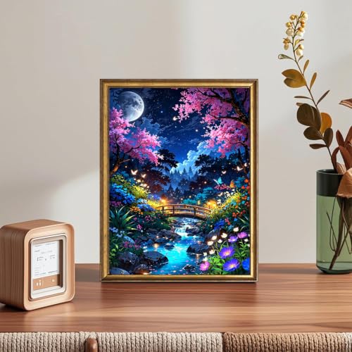 igoodom Diamond Art Kits for Adults, DIY Moonlit Magic Garden Wall Decor | Diamond Painting Kit - Sparkling Full Drill Design Perfect for Home Decor, Holiday Gifting, And Relaxing Crafting 12x16inch - color: MZ2924, size: 11.8x15.7in(30x40cm)
