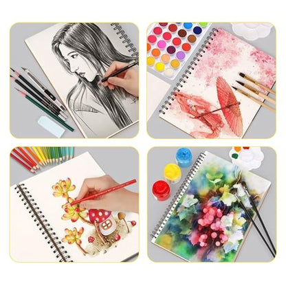 MAyART A4+ Spiral Sketchbook Hardcover, 120 Pages 110gsm White Thick Paper Drawing Sketch Book, 8.3 x 11.7 inch Wire-O Bound Artist Sketchbook, Acid-Free Sketch Pad for Pencil, Ink & Marker - size: A4