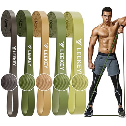 LEEKEY 5-Level Pull Up Assistance Bands Full-Body Training | Resistance Bands with Grip、Door Anchor Physical Therapy Home Gym Workouts Strength Bands for Senior/Adults - style: 5-125LBS GREEN