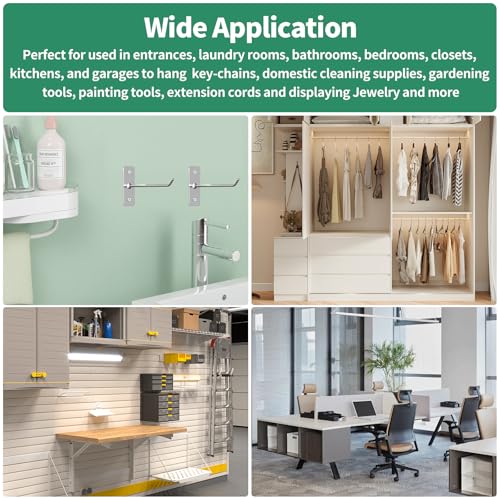 40 Pcs Stainless Steel Wall Mounted Hooks with Protective Caps and Screws, 2" 4" 6" 8" Coat Bag Hat Utility Hook, Garage Tools Storage Organizer & Hanger for Office Kitchen Home Shop - size: 2", 4", 6", 8"