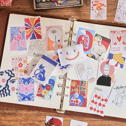 12 Sets 600 Sheets Washi Stickers for Journaling, Boho, Abstract, Vintage Scrapbook Sticker Set for Bullet Journal Art Diary Card Craft Gifts Planner Notebook - style: Abstract Style