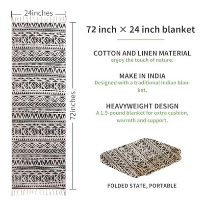 nuveti Cotton Yoga Mat - Absorbent, Grippy Tight Weave, Ashtanga & Hot Yoga Rug, Helps with Slippery Hands & Feet - color: BoBi-New