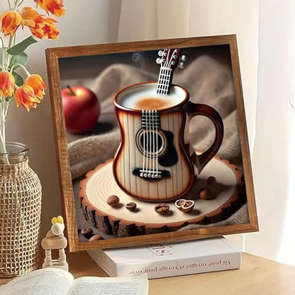 Shouruihua Coffee Diamond Painting Kits for Adults, Guitar Diamond Art Kit | Music, Gem Art, Diamond Dotz Kits, Diamond Dots, Full Round Drill Diamond Painting Kits Beginner, 11.8x11.8 in - color: Coffee