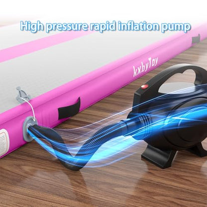 Air Mat Tumble Track 4 inches Thickness Inflatable Gymnastics Mat for Home Use/Training/Cheerleading/Yoga 10/13/16/20ft with Electric Air Pump - color: pink, size: 10' x 3.3' x 4" (L x W x H) (3m*1m*10cm)