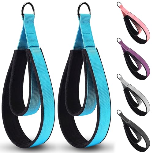 2PCS Comfortable Enhanced Thickness Pilates Double Loop Strap - D-Ring Strap for Home Gym & Yoga Workout Accessories - color: Blue