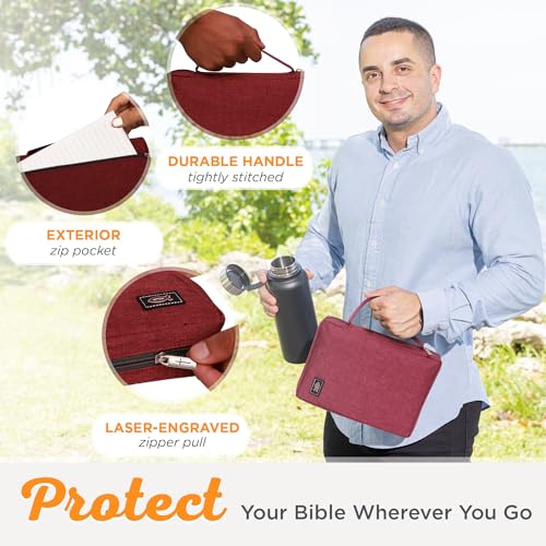 Christian Art Gifts Men/Women's Bible Cover Jesus Fish, Red Canvas, Small - color: Red/Jesus Fish, size: Small