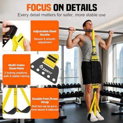 SERTT Adjustable Pull Up Assistance Band, Heavy Duty Assisted Pull Up Bands Support 375lbs, Upgrade Pull Up Bar Resistance Band for Assist Pullup Home Gym Strength Training - color: Yellow
