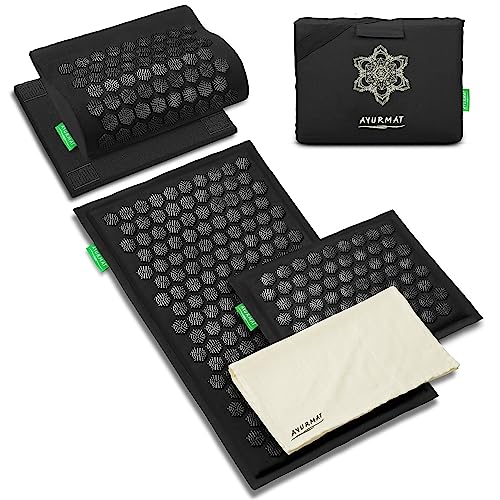Acupressure Mat and Pillow Set - Full Body Acupuncture Mat | Premium Eco-Friendly Linen and Coconut Fiber Mat. Ideal for Full Body Pain Relief, Stress Reduction & Muscle Relaxation - size: XL-5Piece