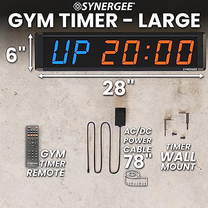 Synergee 28" Interval Timer – Programmable Wall Mounted Gym Clock - color: B) Large 29"
