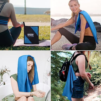 Microfiber Travel Towel, Quick Dry Camping & Gym Towel. Compact - color: Blue, size: XS:12"×24"