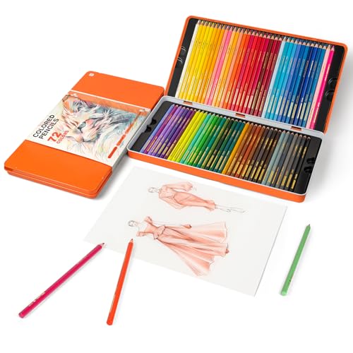 Woomer Premium Colored Pencils: Opening Inventory Available, 72 Colors | 3.8mm Soft Core, High Pigment, Wax Oil Based - color: 72 Vivid Colors