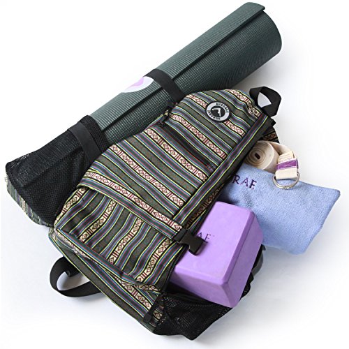 AURORAE Yoga Mat/Gym/Pickleball Cross-body Sling Back Pack. Mat sold separately - color: Green Stripe